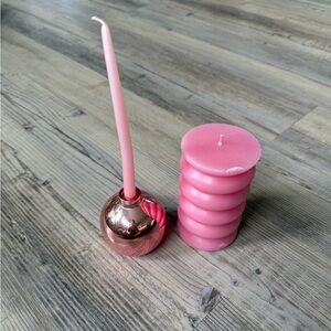 Pink Candle Set with Holder